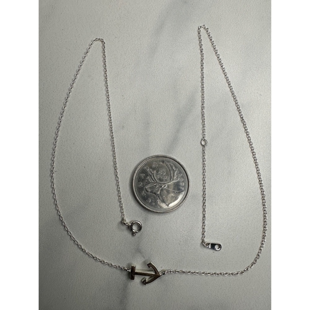 Sterling Silver 925 Anchor Pendant Nautical Cable Chain Necklace 18.5 Inch
